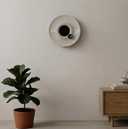 Sterilizer mounted on a wall in an interior